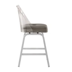 Set Of 2 24" Svana Chrome Finish Velvet Swivel Counter Height Barstools Gray - Inspire Q -Furniture Hotsale Shop GUEST 8627bb98 50c1 4fa4 b303 ae0c0bfeb31d