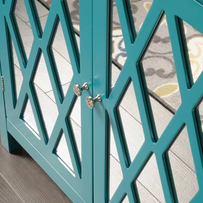 Harbor View 2 Door Geometric Accent Storage Cabinet - Caribbean Blue - Sauder 6 Harbor View 2 Door Geometric Accent Storage Cabinet - Caribbean Blue - Sauder - Image 4