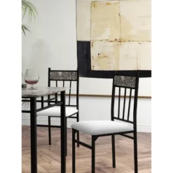 Costway 5 Piece Faux Marble Dining Set Table And 4 Chairs Kitchen Breakfast Furniture Grey -Furniture Hotsale Shop GUEST 8874abf1 0605 4dd3 8be8 1ce333ae339d