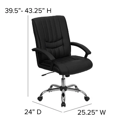 Flash Furniture Mid-Back Black LeatherSoft Swivel Manager's Office Chair With Arms 5 Flash Furniture Mid-Back Black LeatherSoft Swivel Manager's Office Chair With Arms - Image 3