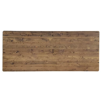 Merrick Lane 8' X 40" Rectangular Antique Rustic Solid Pine Foldable Dining Table With Crisscross Legs 13 Merrick Lane 8' X 40" Rectangular Antique Rustic Solid Pine Foldable Dining Table With Crisscross Legs - Image 11