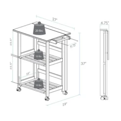 Folding Kitchen Cart With Two Shelves And One Handle Natural - Flora Home -Furniture Hotsale Shop GUEST 8a12fa06 f48e 4f7d 9ee3 e393379bdcad