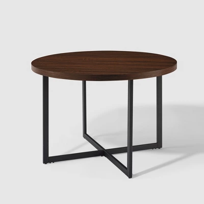 Modern 42" Round Intersecting Leg Dining Table Dark Walnut - Saracina Home 4 Modern 42" Round Intersecting Leg Dining Table Dark Walnut - Saracina Home - Image 2