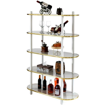 Fabulaxe 5 Tier Open Bookshelf, Contemporary Classic Modern Style Free Standing Display Rack Unit For Collections,59" Height Etagere Bookcase 9 Fabulaxe 5 Tier Open Bookshelf, Contemporary Classic Modern Style Free Standing Display Rack Unit For Collections,59" Height Etagere Bookcase - Image 7