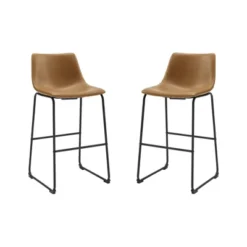 Set Of 2 Laslo Modern Upholstered Faux Leather Barstools - Saracina Home -Furniture Hotsale Shop GUEST 8c012d75 c1e7 4c2d ab6f 6bef4ed84c65