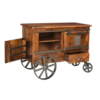 Palmer 2 Doors And Drawers Wine Cart Brown - Treasure Trove Accents 6 Palmer 2 Doors And Drawers Wine Cart Brown - Treasure Trove Accents - Image 4