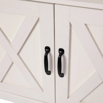 60" Brayden Modern Farmhouse TV Stand For TVs Up To 64" With Storage Cabinets White/Rustic Oak - Taylor & Logan 7 60" Brayden Modern Farmhouse TV Stand For TVs Up To 64" With Storage Cabinets White/Rustic Oak - Taylor & Logan - Image 5