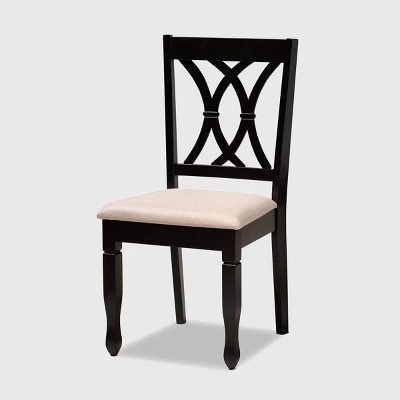 7pc Reneau Upholstered Wood Dining Set Sand Brown/Espresso - Baxton Studio 3 7pc Reneau Upholstered Wood Dining Set Sand Brown/Espresso - Baxton Studio