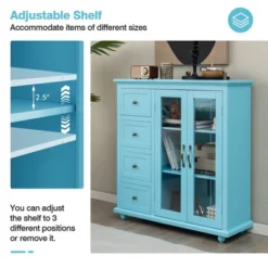 Costway Buffet Sideboard Table Kitchen Storage Cabinet With Drawers & Doors Blue/White/Green -Furniture Hotsale Shop GUEST 8d672b38 e5f4 4ace 8de8 9e14cd3878bb