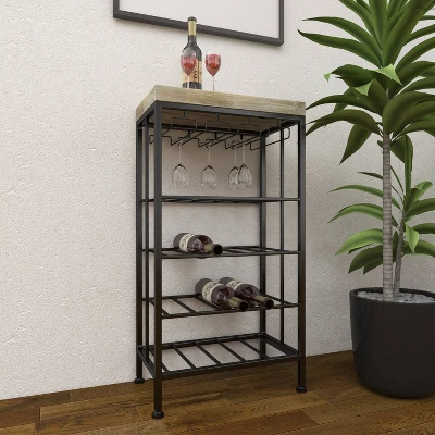 Industrial Metal Rectangle Wine Rack Black - Olivia & May 11 Industrial Metal Rectangle Wine Rack Black - Olivia & May - Image 9