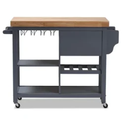 Sunderland Coastal And Farmhouse Natural Wood Kitchen Cart Gray, Light Brown - Baxton Studio -Furniture Hotsale Shop GUEST 917c0c4e bfbb 4035 8b03 28dddba67c8f