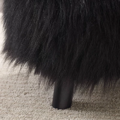 Faux Fur Foot Stool - Linon 6 Faux Fur Foot Stool - Linon - Image 4