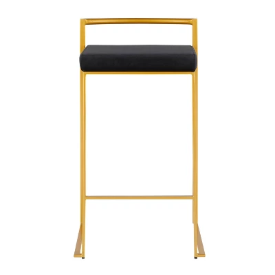 Set Of 2 Fuji Contemporary Barstools Gold/Black Velvet - LumiSource 7 Set Of 2 Fuji Contemporary Barstools Gold/Black Velvet - LumiSource - Image 5