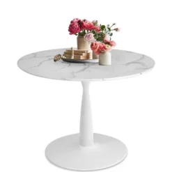 40'' Harris Round Artificial Marble Top Pedestal Modern Dining Table-The Pop Maison -Furniture Hotsale Shop GUEST 939fd342 5896 473b ae22 b2654298420b