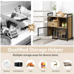 Costway Buffet Server Sideboard Kitchen Storage Cabinet W/ Drawer & Steel Doors -Furniture Hotsale Shop GUEST 959681cd 8b0f 47a9 9e4b cd5ec8c36995