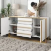 Contemporary 59" Sideboard With Large Storage And Gold Metal Legs - ModernLuxe