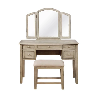 Sophie Vanity And Stool White Wash - Powell Company 4 Sophie Vanity And Stool White Wash - Powell Company - Image 2