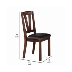 Set Of 2 Solid Wood Leather Seat Side Chair Brown - Benzara -Furniture Hotsale Shop GUEST 9643afca 8d57 4ae5 bfb9 c8574c7cdec9