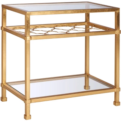 Hanzel Gold Leaf Glass Side Table - Gold - Safavieh 5 Hanzel Gold Leaf Glass Side Table - Gold - Safavieh - Image 3