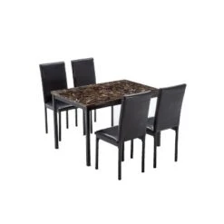 5pc Arjen Dining Set Black Finish - Boraam