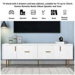 Modern TV Stand For TVs Up To 75'' With 5 Champagne Legs-ModernLuxe 23 Modern TV Stand For TVs Up To 75'' With 5 Champagne Legs-ModernLuxe -Furniture Hotsale Shop GUEST 98bc9bfa 7684 4ec2 9126 e3c9368c559c