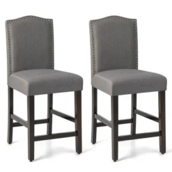 Costway Set Of 2 Upholstered Bar Stools 25'' Counter Height Chairs With Rubber Wood Legs Grey/Beige 21 Costway Set Of 2 Upholstered Bar Stools 25'' Counter Height Chairs With Rubber Wood Legs Grey/Beige -Furniture Hotsale Shop GUEST 990e23d3 c30b 495e ae58 ff22d78ce09e
