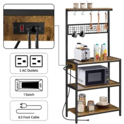 Yaheetech 67.5" H Baker’s Rack With Power Outlet For Kitchen Storage, Rustic Brown -Furniture Hotsale Shop GUEST 998facc5 624c 4e6d a6f3 bc6becafab4e