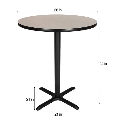 36" Round Composite Core Bar Height Dining Table Laminated Gray With Black Steel Base - Hampden Furnishings 4 36" Round Composite Core Bar Height Dining Table Laminated Gray With Black Steel Base - Hampden Furnishings - Image 2