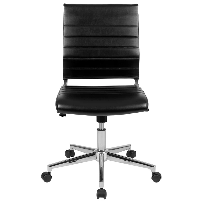 Emma And Oliver Mid-Back Armless LeatherSoft Ribbed Executive Swivel Office Chair 4 Emma And Oliver Mid-Back Armless LeatherSoft Ribbed Executive Swivel Office Chair - Image 2