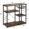 Costway Industrial Kitchen Baker's Rack Microwave Stand Utility Storage Shelf W/ 6 Hooks Steel Black -Furniture Hotsale Shop GUEST 9ad0ea14 b0c3 4125 a560 0f1029d98856