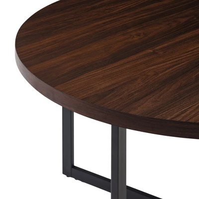 Modern 42" Round Intersecting Leg Dining Table Dark Walnut - Saracina Home 3 Modern 42" Round Intersecting Leg Dining Table Dark Walnut - Saracina Home