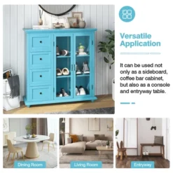 Costway Buffet Sideboard Table Kitchen Storage Cabinet With Drawers & Doors Blue/White/Green -Furniture Hotsale Shop GUEST 9bba8e8a f02e 4da4 a651 1366f02b4b63