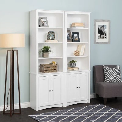 80" 2 Shaker With Tall Bookshelf Doors White - Prepac 8 80" 2 Shaker With Tall Bookshelf Doors White - Prepac - Image 6
