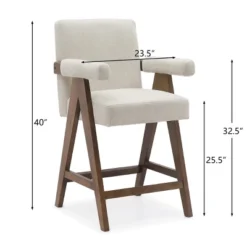 Set Of 3 Morgan 25.5" Height Upholstered Seat And Back Counter Stools With Upside Down "V" Shape Design Solid Wood Legs-The Pop Maison -Furniture Hotsale Shop GUEST 9c37a8ca 011d 4fdc b214 dfb1e77220f1