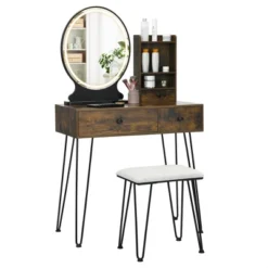 Costway Vanity Table Set Lighted Mirror Storage Drawer Shelf Cushion Stool -Furniture Hotsale Shop GUEST 9dc7097b 536f 4830 826f 5c6b10d0c93a