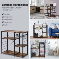 Costway Industrial Kitchen Baker's Rack Microwave Stand Utility Storage Shelf W/ 6 Hooks Steel Black 15 Costway Industrial Kitchen Baker's Rack Microwave Stand Utility Storage Shelf W/ 6 Hooks Steel Black -Furniture Hotsale Shop GUEST 9ec8834d a84e 4336 981d d9ad90f87010