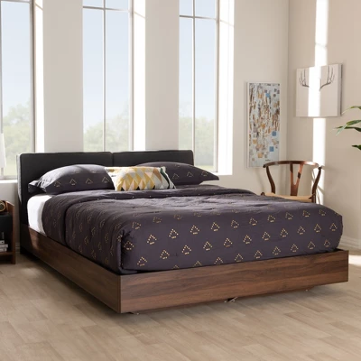 Queen Iselin Finished Storage Platform Bed Dark Gray/Walnut Brown - Baxton Studio 3 Queen Iselin Finished Storage Platform Bed Dark Gray/Walnut Brown - Baxton Studio