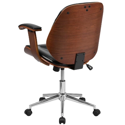 Merrick Lane Mid-Back Ergonomic Office Chair Executive Swivel Bentwood Frame Desk Chair In Black Faux Leather 14 Merrick Lane Mid-Back Ergonomic Office Chair Executive Swivel Bentwood Frame Desk Chair In Black Faux Leather - Image 12