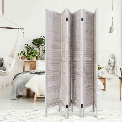 Costway 67'' High 6 Panel Room Divider Furniture Classic Venetian Wooden Slat Home 5 Costway 67'' High 6 Panel Room Divider Furniture Classic Venetian Wooden Slat Home - Image 3