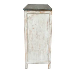 LuxenHome Distressed White And Gray Wood 1-Door Storage Wine Cabinet -Furniture Hotsale Shop GUEST a5b7f99d 6940 4e55 8415 3e416b5b1871