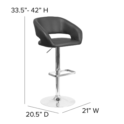 Flash Furniture Contemporary Vinyl Adjustable Height Barstool With Rounded Mid-Back 5 Flash Furniture Contemporary Vinyl Adjustable Height Barstool With Rounded Mid-Back - Image 3