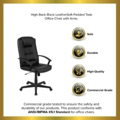 Emma And Oliver High Back Black LeatherSoft Task Chair With Arms - Desk Chair 25 Emma And Oliver High Back Black LeatherSoft Task Chair With Arms - Desk Chair -Furniture Hotsale Shop GUEST a7bde599 a068 4a09 95d7 e9b1f256e43e