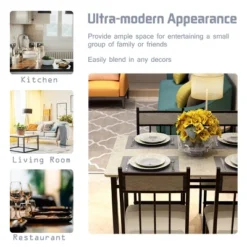 Costway 5 Piece Faux Marble Dining Set Table And 4 Chairs Kitchen Breakfast Furniture Grey -Furniture Hotsale Shop GUEST a9b64476 02cf 47a2 90a3 60c4de94dc8f