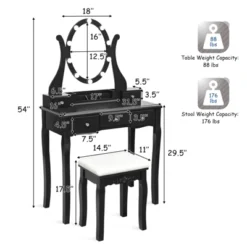 Tangkula Vanity Table Makeup Dresser Desk W/LED Light Drawers & Stool Black/Brown/White 13 Tangkula Vanity Table Makeup Dresser Desk W/LED Light Drawers & Stool Black/Brown/White -Furniture Hotsale Shop GUEST ab6bd947 d0cc 4cad a6fd 71d0394953d9