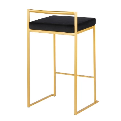 Set Of 2 Fuji Contemporary Barstools Gold/Black Velvet - LumiSource 5 Set Of 2 Fuji Contemporary Barstools Gold/Black Velvet - LumiSource - Image 3