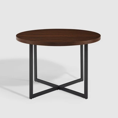 Modern 42" Round Intersecting Leg Dining Table Dark Walnut - Saracina Home 6 Modern 42" Round Intersecting Leg Dining Table Dark Walnut - Saracina Home - Image 4