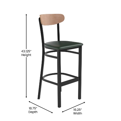 Flash Furniture Wright Set Of 2 Commercial Grade Barstools With 500 LB. Capacity Steel Frame, Solid Wood Seat, And Boomerang Back 8 Flash Furniture Wright Set Of 2 Commercial Grade Barstools With 500 LB. Capacity Steel Frame, Solid Wood Seat, And Boomerang Back - Image 6