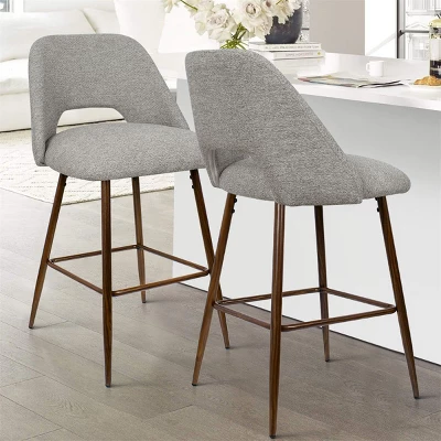 26 Inches Edwin Upholstered Counter Height Stool (Set Of 2) Walnut Leg-The Pop Maison 10 26 Inches Edwin Upholstered Counter Height Stool (Set Of 2) Walnut Leg-The Pop Maison - Image 8