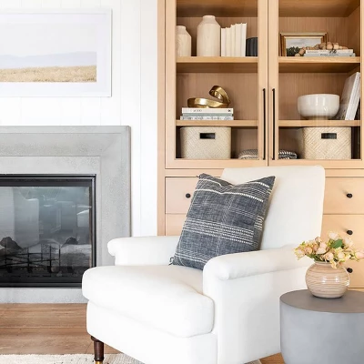 Mercer Rolled Upholstered Arm Chair With Casters Cream - Threshold™ Designed With Studio McGee 9 Mercer Rolled Upholstered Arm Chair With Casters Cream - Threshold™ Designed With Studio McGee - Image 7