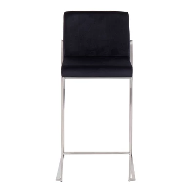 Set Of 2 Fuji High Back Stainless Steel/Velvet Counter Height Barstools - LumiSource 7 Set Of 2 Fuji High Back Stainless Steel/Velvet Counter Height Barstools - LumiSource - Image 5